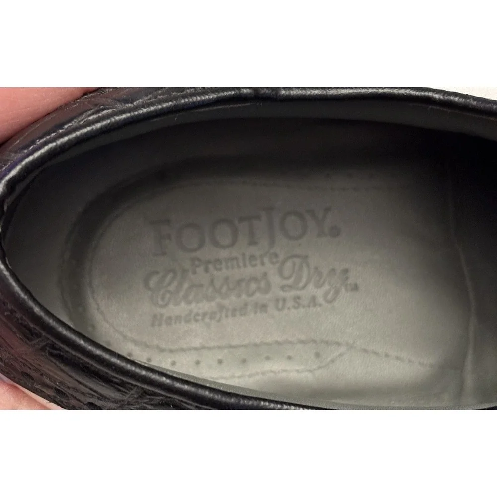 Footjoy Mens 8.5 EE Classics Dry Premiere Waterproof Golf Shoes 50470 Croc Black